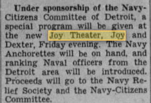 Joy Theatre - 1942 MENTION